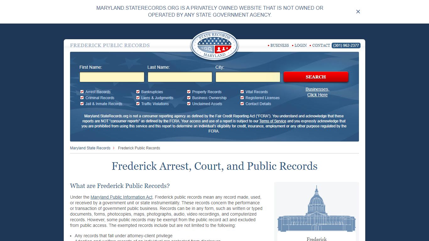 Frederick Arrest and Public Records | Maryland.StateRecords.org